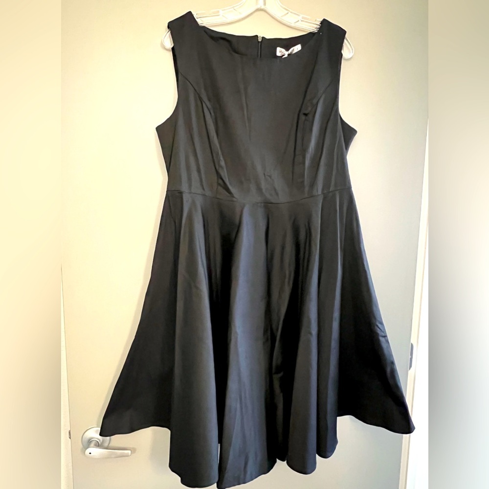Grace Karin Boatneck Sleeveless Dress with Belt. Size XXL. Black.